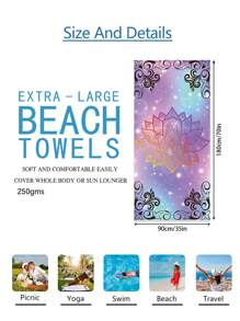 1pc Boho Mandalay Pattern Beach Blanket, Extra Large Oversized Super Absorbent Microfiber Beach Towel, Suitable For Travel, Pool, Diving, Surfing, Yoga, Camping, Available In Multiple Sizes, Beach Accessories Summer Holiday Bathroom Decor Beach Essentials - Multicolor - View 19