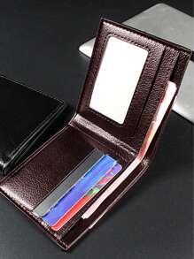 1 件男士商务钱包简约多卡槽零钱包双折现金和信用卡夹日常使用复古 PU 皮革适合年轻人男士钱包迷你钱包钱包钱包男士钱包皮革小钱包