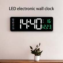 1pc 16-Inch Multi-Function Electronic Wall Clock, Adjustable Color; Remote Control; Countdown/Chronograph; Displays Time, Date, Temperature, Day Of Week; Dual-Color Day Display For Better Clarity Gifts Birthday Graduation School Decor School Surprise Dormitory Decor Back To School