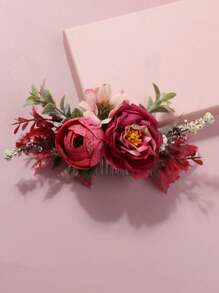 1 件优雅复古花卉新娘发梳，适合乡村写真、泼水节、波西米亚风等场合，聚酯纤维材质，四季皆宜，也可用作学生用品、婚礼配饰等。