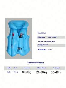1pc Inflatable Swimming Vest, Thickened PVC Buoyancy Life Jacket For Beginner Swimmers (Random ABC Pattern & Color)