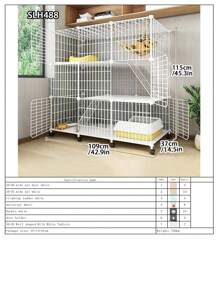 Large Indoor Cat Villa With Pet Hammock, Cat Bathing Cage, Litter Box, Double-Decker Swing & Fence, Anti-Jump Cat Cage