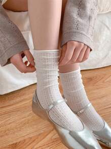 1/3/6 Pairs Women Solid Color Floral Breathable Thin Ankle Socks, Comfortable & Versatile For Summer - Multicolor - View 4