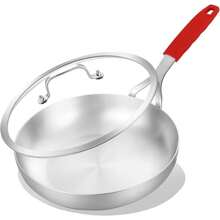 10inch Tri-Ply Stainless Steel Pan With Lid, Induction Stainless Steel Frying Pan With Lid, Oven Safe Skillet 10in, Heat Quickly And Evenly, Durable Stainless Steel Cookware