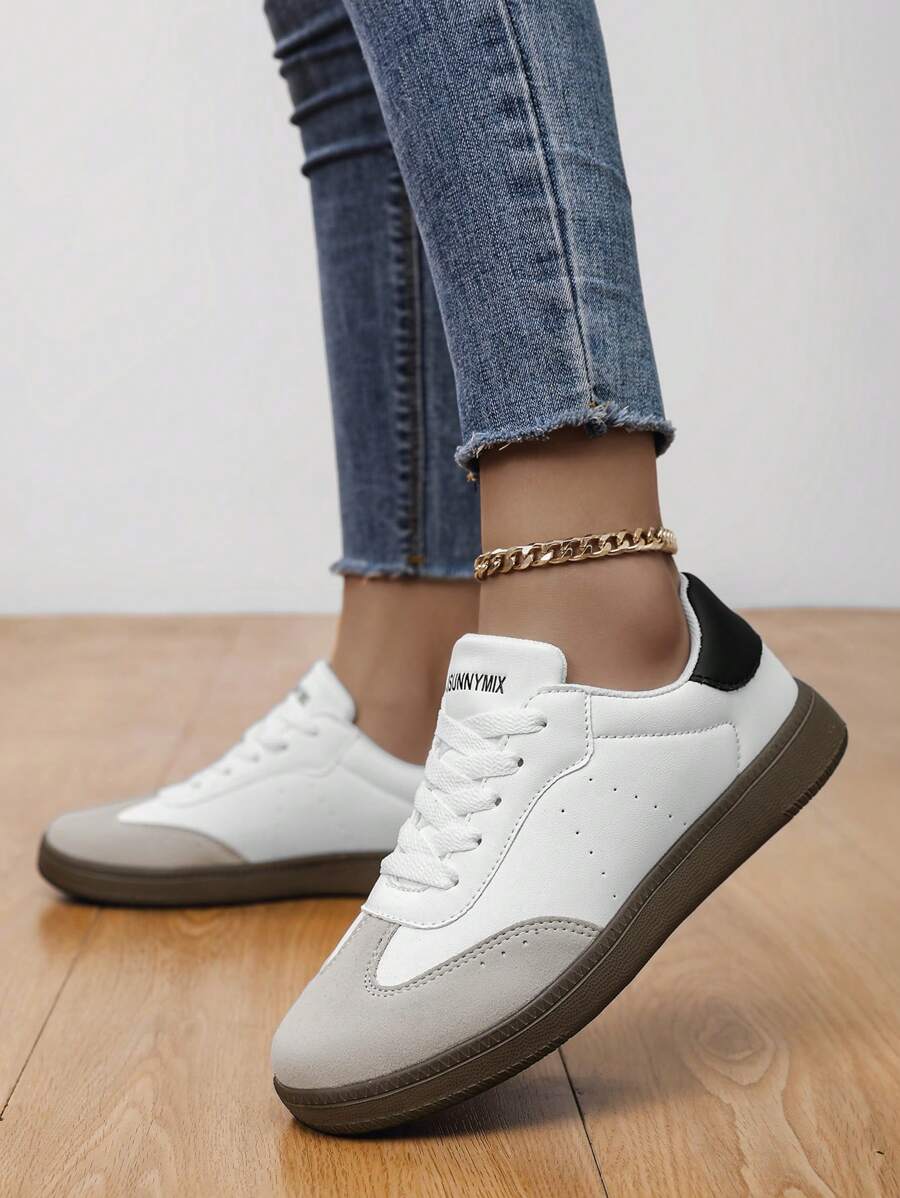Scarpe sportive casual da donna di taglia grande, scarpe sportive da skateboard per uso all'aperto - Bianco - Visualizzare 1