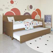 Mid-Century Expandable Twin Size Wooden Daybed With Trundle, Light Oak