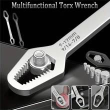 Multi-Functional Black 5mm Thickness-Handle Adjustable Self-Tightening Double-Ended Wrench Household Use - 0.98 * 5.91 Inches - View 3