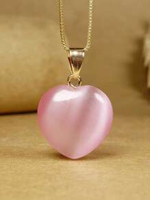 2025 New Jade Stone Heart Pendant Necklace, Cat's Eye Crystal Pendant Necklace, Pink Agate Jade Stone Necklace, Fashion Women Jewelry, Valentine's Day, Mother's Day, Christmas Gift, Beautiful & Elegant - pendant - View 12