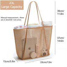 1pc Beach Bag, Mesh Tote Bag, 38x35x17cm/15x13.8x6.7 Inches, Upgraded Women Beach Bag, Mesh Handbag, Casual Tote, Foldable Shoulder Bag - Multiple Colors Available - Multicolor - View 3