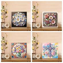 1pc DIY Fantasy Floral Pattern Diamond Painting Kit With Unique Diamonds, Crystal Canvas Wall Art, Suitable For Home Decor Or Unique Birthday Gift