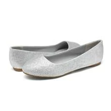 Women's Sole-Simple Ballet Flat - Silver - View 6