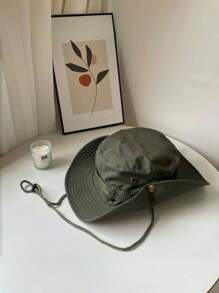 1pc Unisex Casual Polyester Bucket Hat With Drawstring, Foldable UV Protection Sunhat Suitable For Hiking, Beach Fishing, Summer Outdoor Activities - Multicolor - View 9