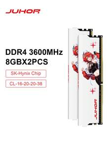 JUHOR DDR4 8GBx2 16GBx2 3200MHz 3600MHz DIMM Ram Desktop Gaming SK-Hynix Memory Ram - White - View 10