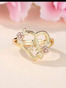 1pc Stylish Adjustable Rings With Heart, Letter, Geometric Pattern Design, Fashion Accessories, Ideal Gift
