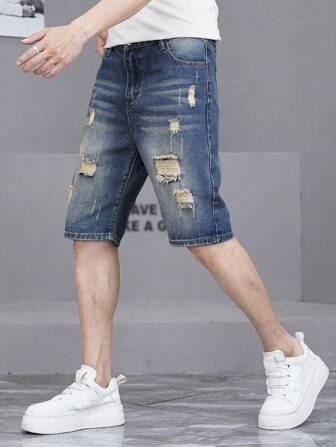 直筒牛仔短裤 青少年男孩