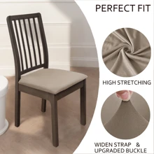 Solid Color High Elastic Chair Seat Cover, Waterproof Dustproof Wear-Resistant, Suitable For Dining Chairs, Office And Home Decor, Washable Dust-Proof Protective Cover, Suitable For Dining Room, Hotel, Home Bench Use, Universal Milk Silk Chair Seat Cover, Dining Chair Cover, Dining Table Chair Cover, Dining Chair Cover Set, 1, 4 Or 6 Pieces - Multicolor - View 3