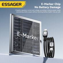 ESSAGER Cable de carga rápida de 100W Tipo C a Tipo C, 60W, 480Mbps para transferencia de datos, color gris - Gris - Ver 6