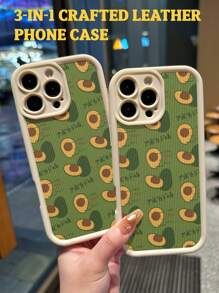 1 pieza Funda de teléfono con tacto, diseño vertical a rayas, ilustración de aguacate dibujada a mano bonita, carcasa suave de TPU blanco a prueba de golpes compatible con iPhone 16, 15, 14, 13, 12, 11 Pro Max/Redmi/Infinix/Vivo/OPPO/Honor