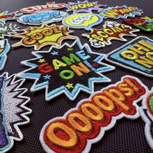2-3 pièces/set OMG ! POW ! Wow ! BAM ! Boom ! Game On Boom Bang Écusson brodé à repasser Bandes dessinées Pow Wow Kaboom Paroles drôles Lettre Applique Patch pour sac à dos veste en jean décoration été, école