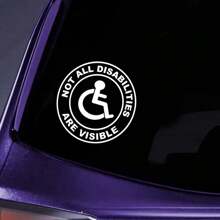 1PC Not All Disabilities Are Visible Car Stickers, Vinyl Handicap Signs Window Decal, Disable Symbol Suitable For Anyone With Disabilities - one-size - View 4