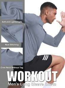 Pack de 6 camisetas básicas de manga larga para hombre, poliéster, estilo versátil para uso diario, trabajo y deporte - Multicolor - Ver 4