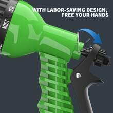 Vandise 75FT Expandable Garden Hose Pipe Lightweight, 3 Times Expanding Hose, Leak Proof, Flexible Hosepipes For Garden With 7 Function Spray Nozzle, No Kink Water Hose, Brass Fitting, 1/2" Solid Brass Connectors, Lightweight No-Kink Flexible Water Hose, Garden Hose Outdoor, Expandable Garden Hose Heavy Duty Garden Hose Flexible Telescopic Water Pipe Lightweight Water Hose 75ft, Retractable, Brass Alloy Connector, For Gardens, Patios And Cars, Flowers (Black/ Blue/ Green) - Green - View 9