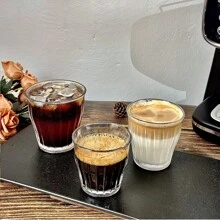 高品质玻璃杯，拿铁，冰美式，卡布奇诺，Ins 风格小麦设计咖啡杯 - 無色 - 查看 2