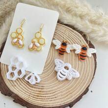 Cartoon Bee Honeycomb Butterfly Cartoon Butterfly Butterfly Wings Jewelry Craft DIY Mold Polymer Clay Cutter Bohemian Butterfly Clay Cutter Polymer Clay Earrings Making DIY Ceramic Earrings Polymer Jewelry Pendant Clay Tool - Butterflies & Bees - View 3