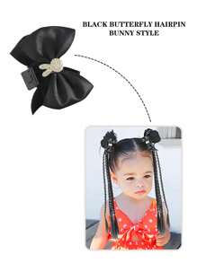 Postiche de queue de cheval tressé en cheveux synthétiques pour enfants avec accessoire nœud papillon. Extensions de cheveux tressées clip-in résistantes à la chaleur pour enfants