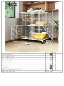 Large Indoor Cat Villa With Pet Hammock, Cat Bathing Cage, Litter Box, Double-Decker Swing & Fence, Anti-Jump Cat Cage