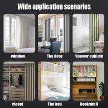 FEPK 四合一多功能浴帘轨道，纳米静音滑轮，可连接和切割，侧面和顶部安装，粘合和钻孔安装，适用于窗帘、屏风、淋浴、隔断、橱柜、衣柜、浴室配件