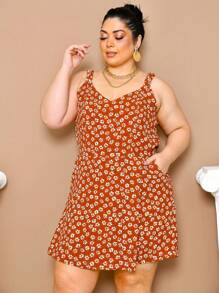 Women's Plus Size Jumpsuit Short Skirt With Printed Lining Summer - 顏色 26 - 查看 2