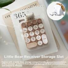 MOFII MOFII Portable 2.4G Wireless Number Keyboard 18 Keys Retro Round Keycads Wireless Keyboard Cute Bear Colorful Numeric Keypad For PC/Desktop/Laptop