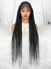 M MALAIKA Braided Wigs For Women Full Lace Cornrow Box Braided Wig Loc Wig Synthetic Lace Front Braided Wigs With Handmade Faux Locs Wig - màu đen - Xem 5