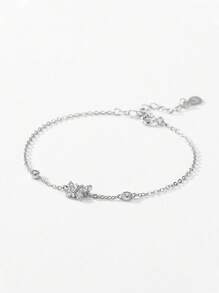 1 pieza Elegante pulsera de mariposa de plata de ley 925 con circonita cúbica, grácil para uso diario, apropiada para Navidad, Día de San Valentín, Día de la Madre, regalo de joyería de Año Nuevo