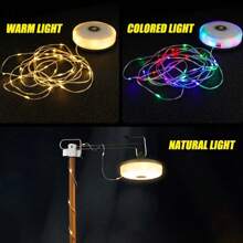 Magnetic Camping Starry Sky Atmosphere Lamp: 2000mAh Battery Life + Type-C Fast Charging Battery Level Visualization ▎Strong Light Flashlight + 7-Color Soft Light + 10m Light Strip Outdoor Camping & Home Dual Use - Multicolor - View 10