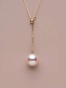 1 件 Y 形可调节流苏珍珠吊坠 S925 纯银简约项链，情人节女友礼物，适合女性 - 金黃色 - 查看 3