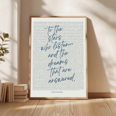 1 pieza Póster de arte de pared de libro ACOTAR sin marco/con marco Impresión en lienzo de citas de libros minimalistas para club de lectura, decoración moderna del hogar, dormitorio, apartamento