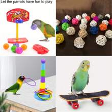 Set da 5 pezzi Giocattoli di addestramento per pappagalli, giocattoli di intelligenza per pappagalli, canestro da basket, anelli impilabili, palline per uccelli, giocattoli per lo sviluppo della masticazione per criceti, giocattoli a forma di tigre per pappagalli, giocattoli di addestramento dell'intelligenza per pappagalli, palla da basket da masticare per pappagalli, mini canestro da basket per scrivania