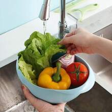 1 件简约家用水果蔬菜清洗沥水篮 - 彩色 - 查看 8