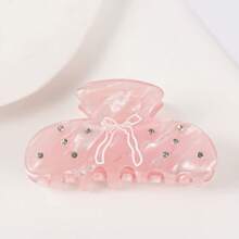 1 Pc Cute Rhinestone Butterfly & Hair Claw Hair Clip, Pink & Black Hair Jaw Clip