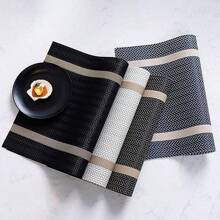 Kit 4/6/8 Conjunto Jogo Americano Com Cordão Dourado Luxo 45x30cm - Preto - Visão 3