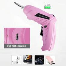 Electric Screwdriver Cordless Rechargeable Pink Small Power Drill Set 3.6V Li-Ion 3.5N.M Max Torque Electric Rotatable With Case LED Light Screwdriver For Home Office DIY Tools Tools - 14顆 - 查看 6