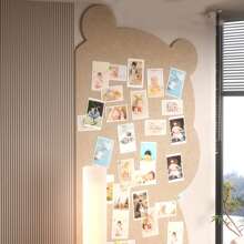 1pc 80cm X 40cm Felt Board With Cute Bear Design, Felt Wall Decor, Creative Photo Display Board, Soft Cork Board For Living Room, Office, No-Drill Sticky Design Board (Comes With Push Pins),School Supplies,Back To School