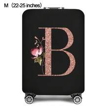 Initial Name A To Z Rose Gold Letter Luggage Cover Stretch Fabric Suitcase Protector Baggage Dust Case Cover Suitable For 18-32 Inch Suitcase Case Travel Organizer Luggage Protector Bag For School School Accessories School Stuff - Black - View 17