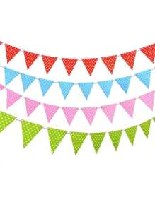 1 Set de 12 piezas de Banderines de papel con lunares y triángulos con 1 rollo de 5m de cuerda de colores, decoración de guirnalda para el hogar, lugar de celebración, cumpleaños, boda, decoración de la habitación, decoración del jardín, decoración de boda, decoración del hogar, regalo de fiesta, pancarta de tapiz, decoraciones de cumpleaños, decoraciones de fiesta