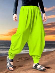 Pantalon  Holgado Largo para Hombre Sencillo y Casual - Amarillo - Ver 1