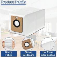 10 Pack Vacuum Cleaner Bags For Dreame D10 Plus / D10s Plus / Z10 Pro / L10 Plus Robot Vacuum Cleaner, RLS3D Dust Collection Bag - White+Yellow - View 2