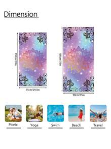1pc Boho Mandalay Pattern Beach Blanket, Extra Large Oversized Super Absorbent Microfiber Beach Towel, Suitable For Travel, Pool, Diving, Surfing, Yoga, Camping, Available In Multiple Sizes, Beach Accessories Summer Holiday Bathroom Decor Beach Essentials - Multicolor - View 3