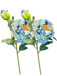 2 件优质烤边牡丹花装饰，家庭客厅人造花饰品（白色蓝色）假花装饰，适用于客厅、桌面装饰、情人节、礼物 - 彩色 - 查看 10